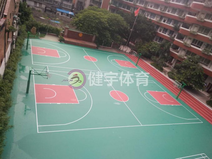 深圳市龙岗区平岗中学PVC塑胶球场施工案例